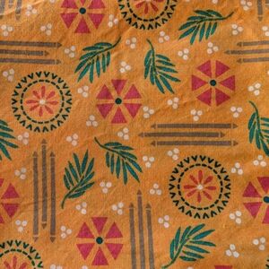 100% Cotton Fabric- Orange,Pink And Green (2 Yards)